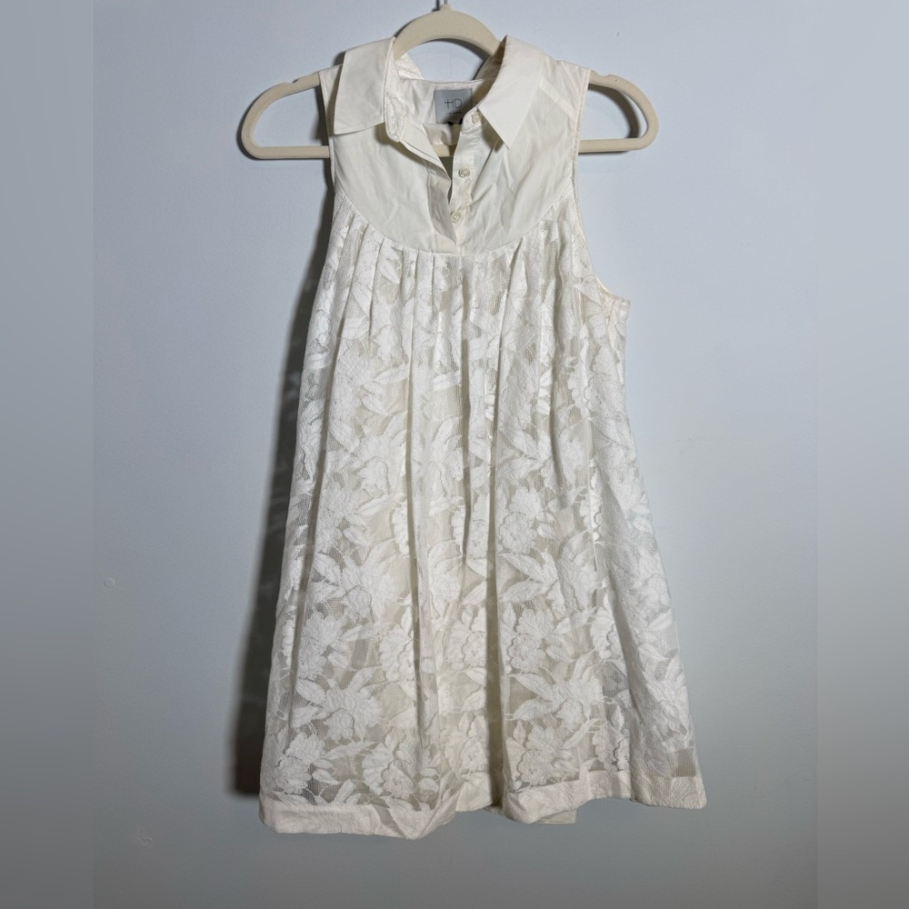 Anthropologie HD in Paris Ivory Lace Collared Dress Romantic Cottagecore‎ Bridal